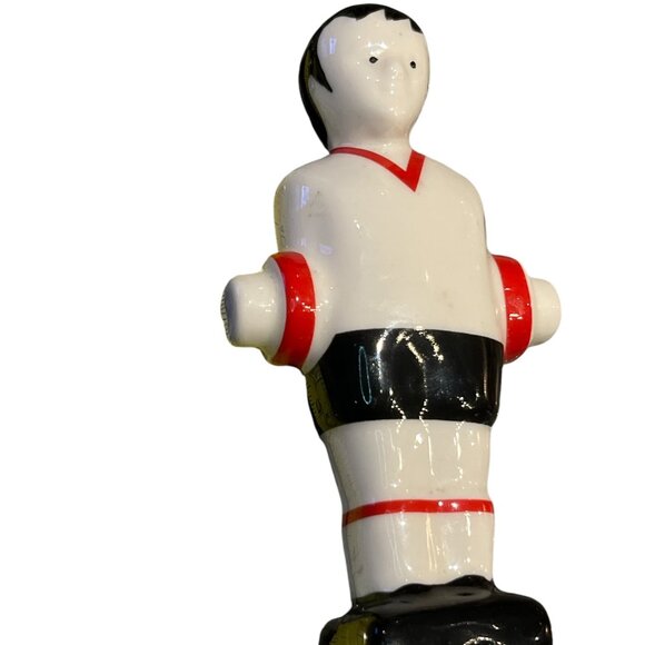 SALT SHAKER Foosball Player Ceramic 4.75" High 2.25" Wide White & Red Jersey - Picture 4 of 8